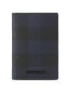 Check Pattern Leather Card Wallet Navy - BURBERRY - BALAAN 1