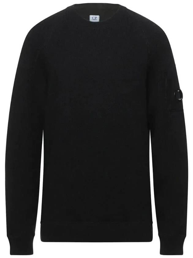 Men's Lambs Wool Crew Neck Knit Top Black - CP COMPANY - BALAAN.