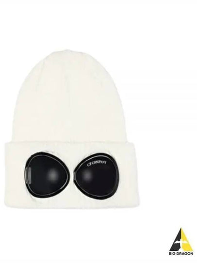 Goggle Detail Ribbed Beanie White - CP COMPANY - BALAAN 2