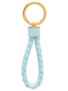 Intrecciato Lambskin Key Holder Light Blue - BOTTEGA VENETA - BALAAN 3