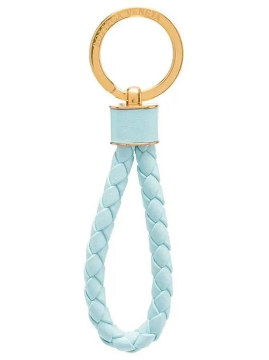 Intrecciato Lambskin Key Holder Light Blue - BOTTEGA VENETA - BALAAN 2