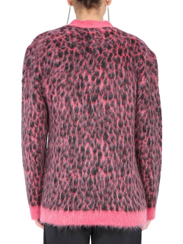 Leopard Jacquard Cardigan Pink - SAINT LAURENT - BALAAN 5