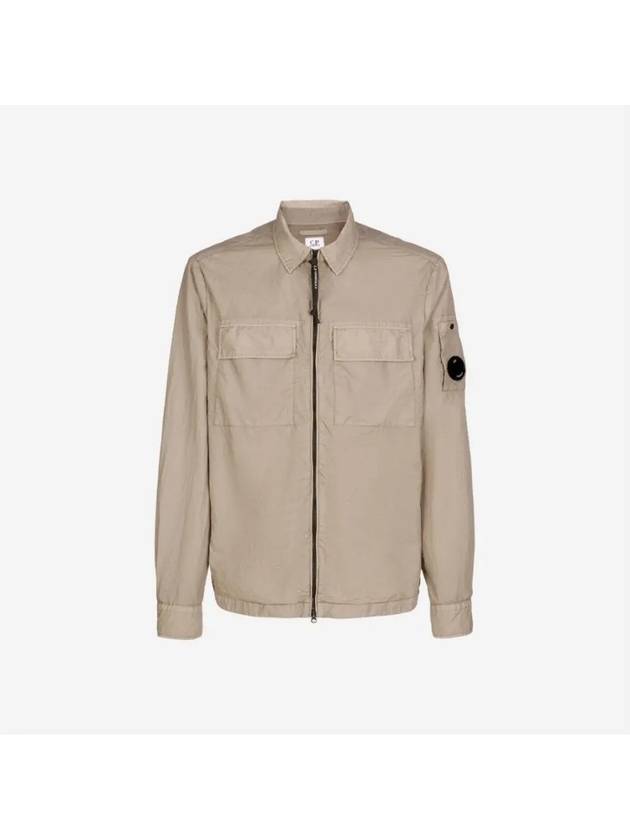 Taylon L Lens Shirt Zip Up Jacket Beige - CP COMPANY - BALAAN 3