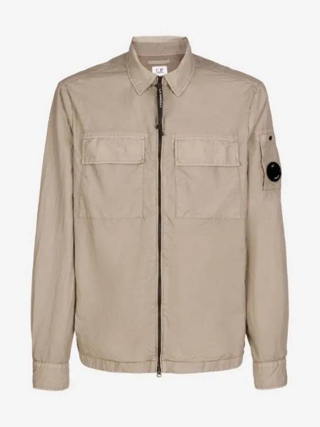 Taylon L Lens Shirt Zip Up Jacket Beige - CP COMPANY - BALAAN 3