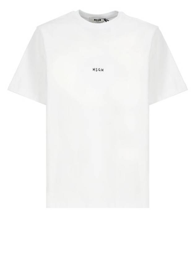 Micro Brushed Logo Print Short Sleeve T-Shirt White - MSGM - BALAAN 2