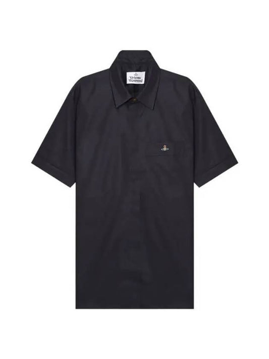 Men's Logo Classic Short Sleeve Shirt Black - VIVIENNE WESTWOOD - BALAAN.