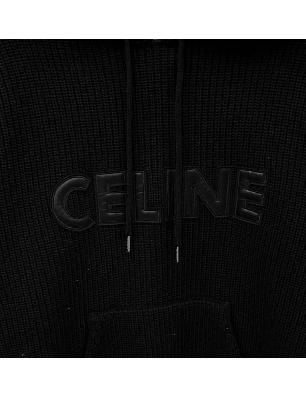 Logo Monochromic Wool Hoodie Black - CELINE - BALAAN 7