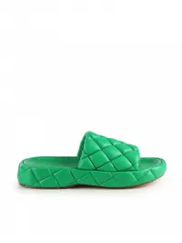 Quilted Leather Slippers Green - BOTTEGA VENETA - BALAAN 3