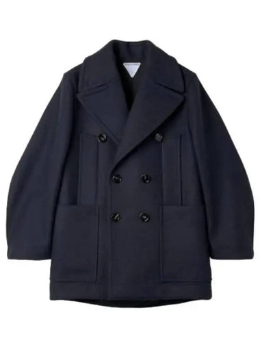 Curved felt double coat navy - BOTTEGA VENETA - BALAAN 1