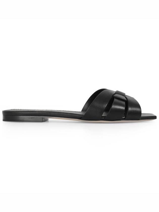 Tribute Smooth Leather Flat Mules Black - SAINT LAURENT - BALAAN 3