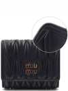 Matelasse Logo Nappa Leather Half Wallet Black - MIU MIU - BALAAN 3