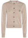 Bold Fox Head Patch Regular Cardigan Beige Melange - MAISON KITSUNE - BALAAN 1