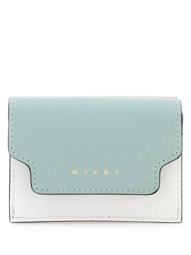 Saffiano Color Block Tri-Fold Half Wallet Blue - MARNI - BALAAN 2