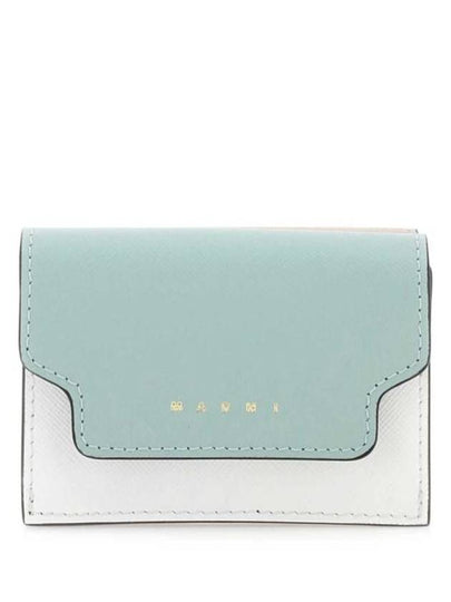 Saffiano Color Block Tri-Fold Half Wallet Blue - MARNI - BALAAN 2