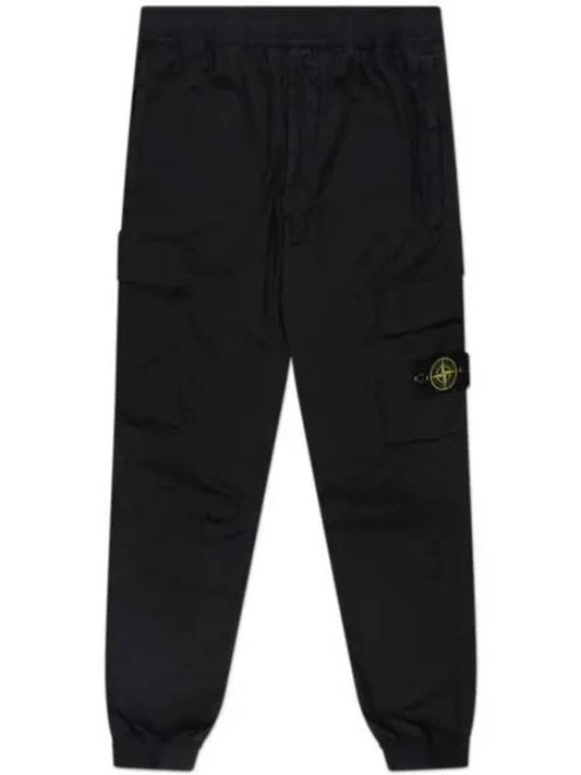 Stretch Cotton Tela Paracadute Cargo Straight Pants Black - STONE ISLAND - BALAAN 2