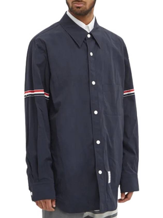 Three Stripes Armband Nylon Long Sleeve Shirt Navy - THOM BROWNE - BALAAN 5