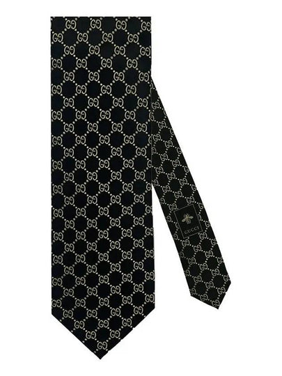 GG Logo Silk Jacquard Tie Black - GUCCI - BALAAN 2