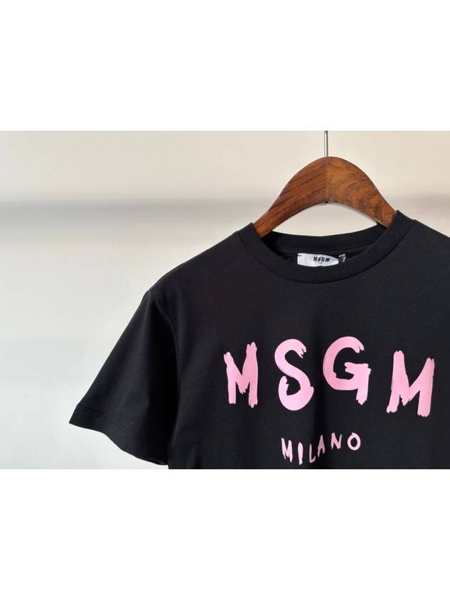 Kids T Shirt F4MSJUTH290 Black Pink Logo 8A - MSGM - BALAAN 2