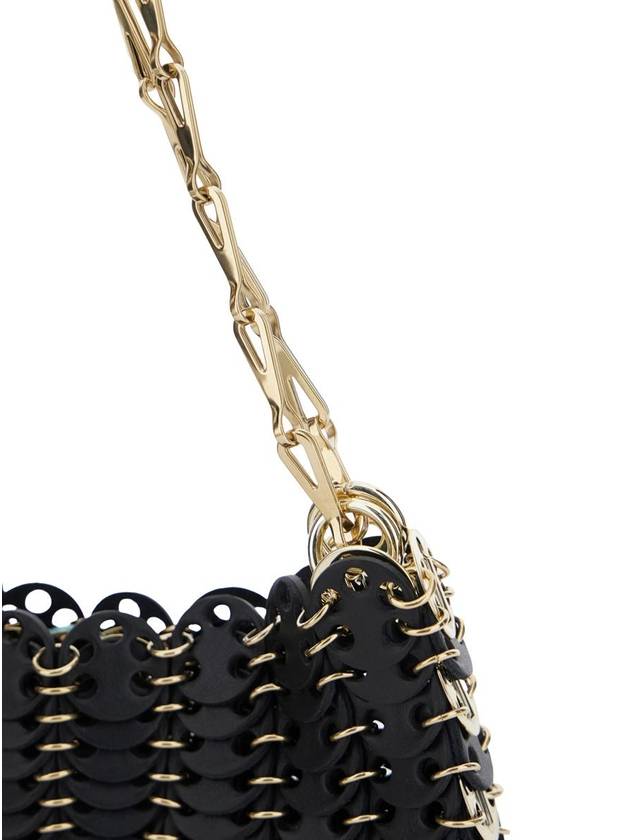 Black Shoulder Bag With Two Chain-Link Shoulder Straps And Logo Engraved Discs In Leather Woman - PACO RABANNE - BALAAN 3