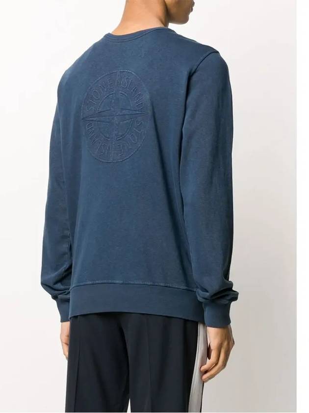 Double Embroidery Logo Sweatshirt Blue - STONE ISLAND - BALAAN 4