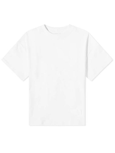 Satin Label Oversized Fit Short Sleeve T-Shirt White - AMI - BALAAN 1