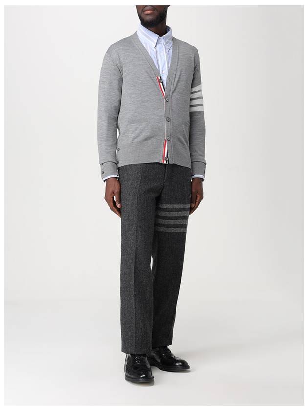 Men's Sustainable Classic Diagonal Wool Cardigan Pale Grey - THOM BROWNE - BALAAN 6