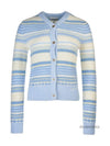 Striped Soft Wool Cardigan Light Blue - GANNI - BALAAN 2