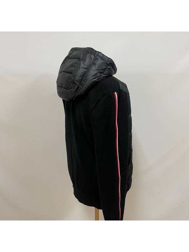 Logo Patch Padded Wool Hooded Jacket Black - MONCLER - BALAAN 5