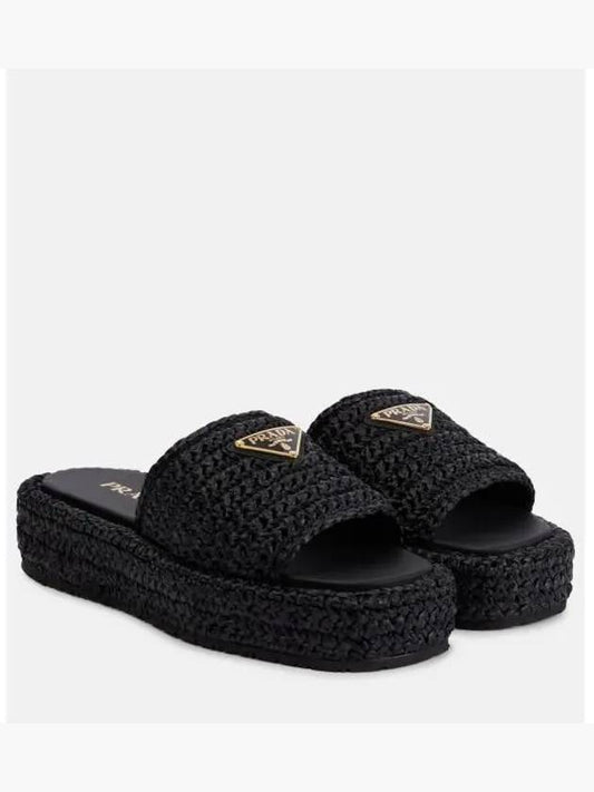 Crochet Flatform Slide Slippers Black - PRADA - BALAAN 2