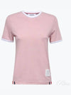 Women's Melange Jersey Ringer Short Sleeve T-Shirt Light Pink - THOM BROWNE - BALAAN 2