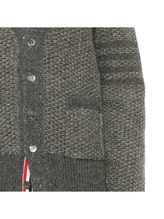 Donegal 4-Bar Relaxed V-Neck Cardigan Grey - THOM BROWNE - BALAAN 5