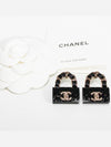 Metal Resin Quilted Turnlock Chain Bag Earrings Gold Black - CHANEL - BALAAN 3