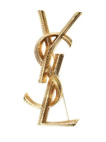 Snake Textured Monogram Brooch Gold - SAINT LAURENT - BALAAN 2