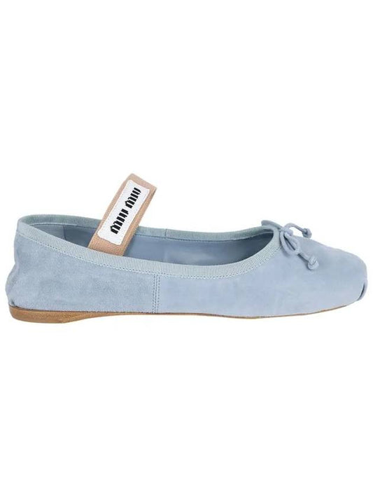 Suede Ballerina Flats Astral Blue 36 - MIU MIU - BALAAN 2