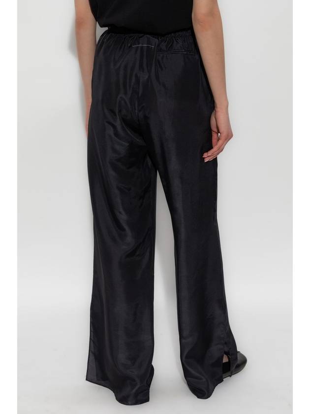 MM6 Maison Margiela Loose-fitting Silk Trousers, Women's, Black - MAISON MARGIELA - BALAAN 4