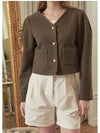 Women's Maple Pintuck Crop Jacket Brown - MICANE - BALAAN 3