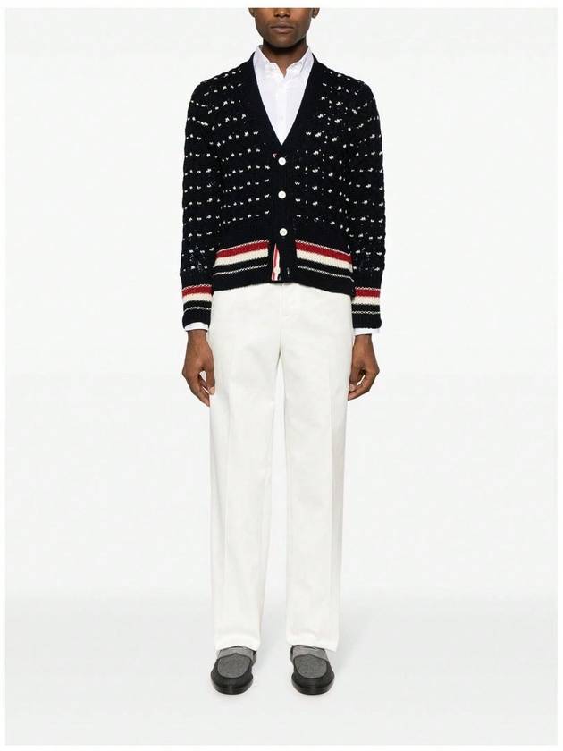 Donegal Cable Classic Wool Cardigan Navy - THOM BROWNE - BALAAN 2