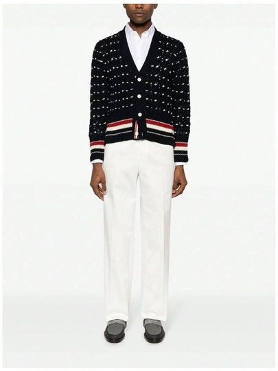 Donegal Cable Classic Wool Cardigan Navy - THOM BROWNE - BALAAN 2