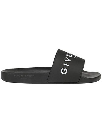 Women's Embossed Logo Slippers Black - GIVENCHY - BALAAN.