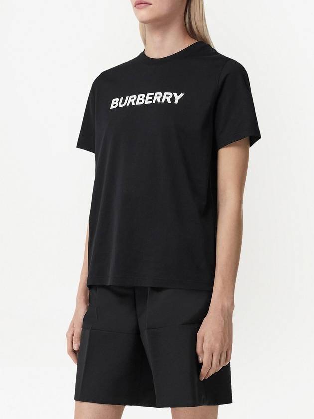 Logo Print Crew Neck Cotton Short Sleeve T-Shirt Black - BURBERRY - BALAAN 5