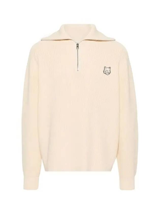 Bold Fox Head Patch Half Zip Knit Top Ivory - MAISON KITSUNE - BALAAN 2