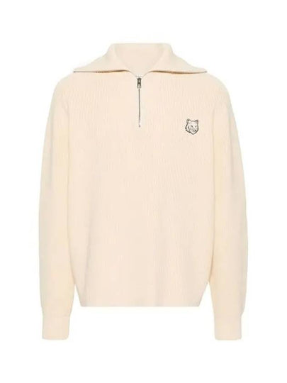 Bold Fox Head Patch Half Zip Knit Top Ivory - MAISON KITSUNE - BALAAN 2