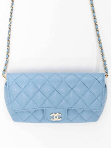 Classic caviar sunglasses case chain mini bag light blue AP2044 - CHANEL - BALAAN 1