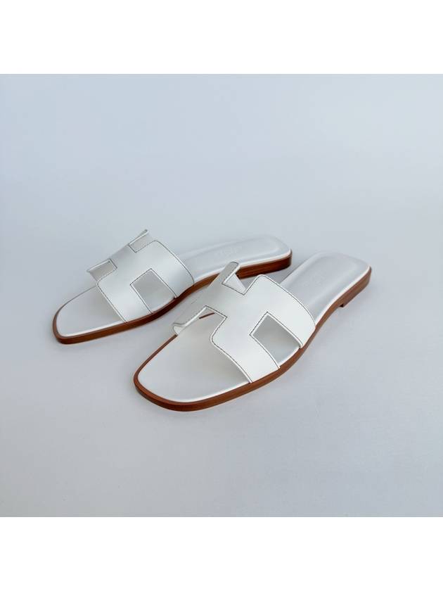 Oran Calfskin Slippers Blanc - HERMES - BALAAN 4