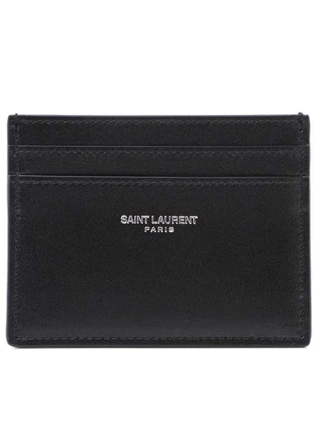 Smooth Leather Classic Logo Card Wallet Black - SAINT LAURENT - BALAAN 2