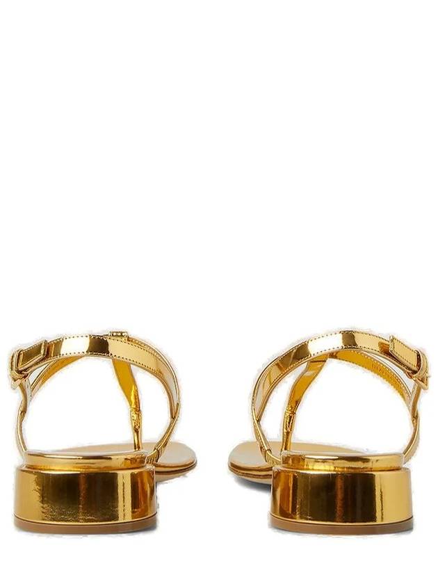 Metallic Leather Sandals Gold - BURBERRY - BALAAN 5