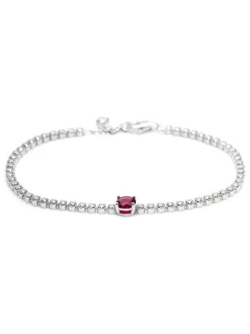 Red Sparkling Round Pavé Tennis Bracelet Silver - PANDORA - BALAAN 1