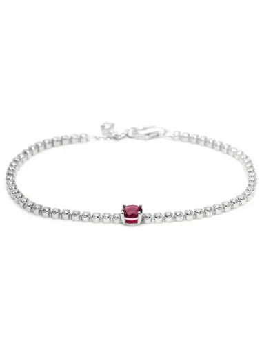 Red Sparkling Round Pave Tennis Bracelet Silver - PANDORA - BALAAN 1