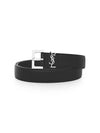 Grained Leather Silver Monogram Belt Black - SAINT LAURENT - BALAAN 2