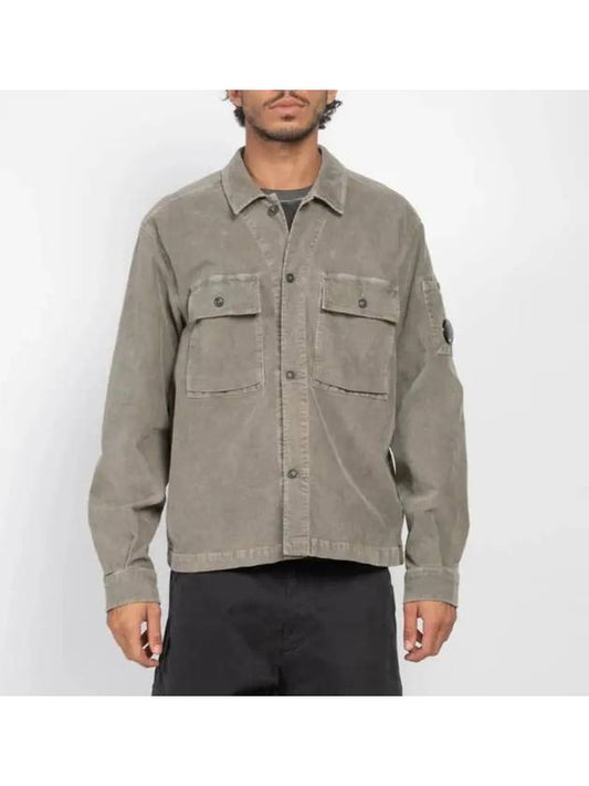 Corduroy Button Utility Shirt Jacket Grey - CP COMPANY - BALAAN 2